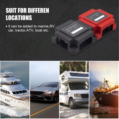 STANEW 400A Bus Bar Box Fuse Block Holder Copper-Made Heavy Duty Module Suitable 12V-48V DC, 8 x M10 (3/8 Inch) for solar-powered RVs, busbar clamps Black+Red Cover