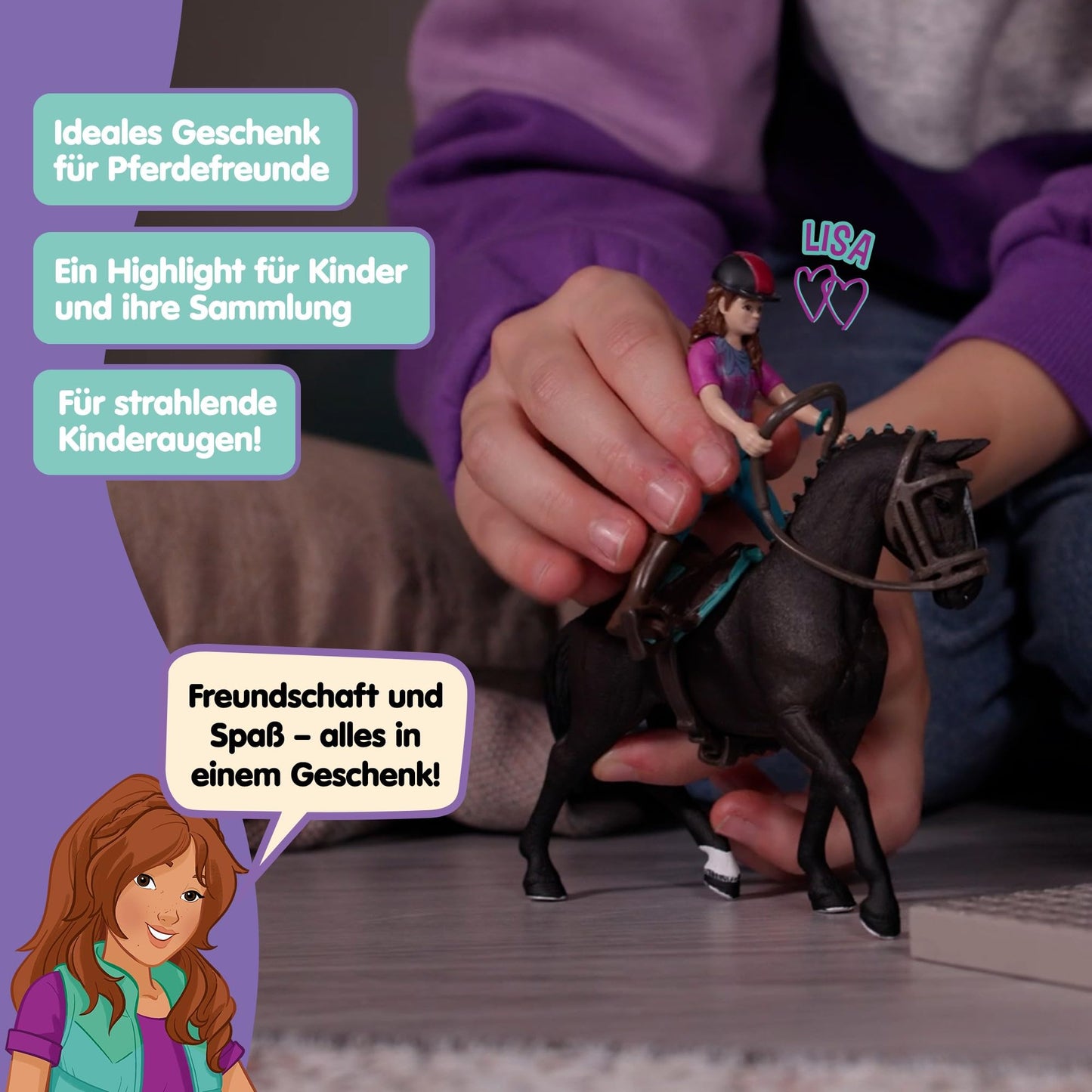 SCHLEICH Horse Club | Lisa & Storm 42541 | poseable girl figure | with horse accessories | great gift for girls and boys | horse toy for ages 5+ | 10 pieces | exclusive on Amazon.