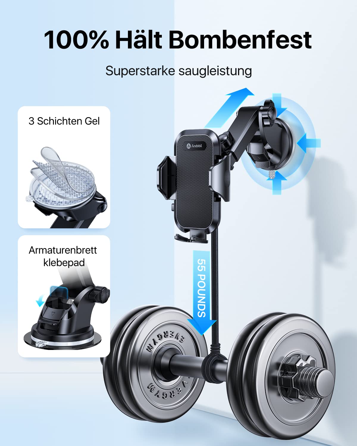 andobil Car Phone Holder [2024 Latest Suction Cup] 3 in 1 Suction Cup & Vent Holder Universal Car Mount Accessory for iPhone 16 Pro Max 15/14/13/12/11 Samsung Galaxy S24 Ultra/S23/S22 etc.