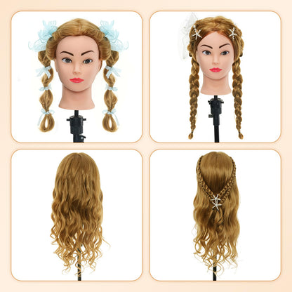 Neverland 24" Mannequin Head Hairdresser with Stand 60% Real Hair Hair Practice Head Doll Head Hairdresser Head Training Head With Holder + Hair Styling Braid Set #27