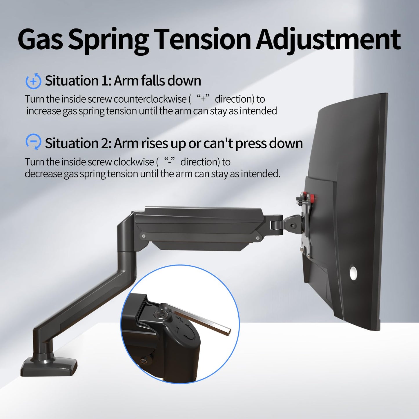 Suptek monitor mount for 13-32 inch LED LCD screen up to 9kg, monitor arm with gas spring, 360° rotation height adjustable swivel tilt, monitor bracket VESA 75x75/100x100mm, MD01A.