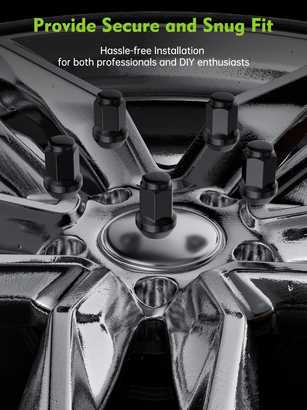 Automotive Parts 1/2-20 Wheel Nuts - Replacement for Jeep Wrangler JK, 2002–2012 Liberty, 1993–2010 Grand Cherokee, black, 19mm hex, 3.5cm tall, 1/2-inch-20 closed end, aftermarket wheel nuts (20)