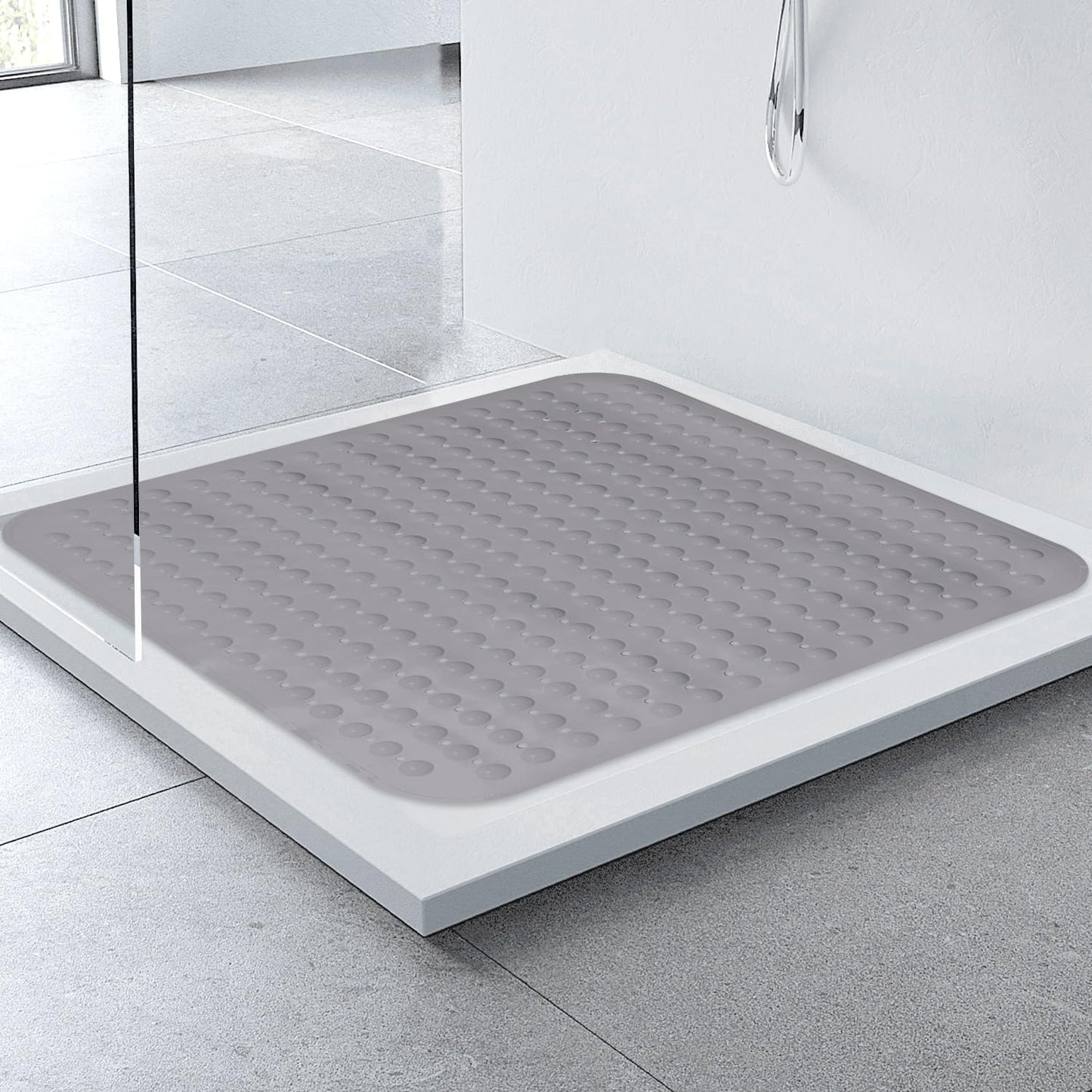 Non-slip shower mat 80x80, non-slip shower mat with suction cups, anti-slip shower mat, PVC shower mat non-slip (gray)