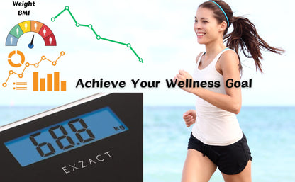 Exact Digital Personal Scale - Electronic Bathroom Scale, Large Capacity 180kg, High Precision, LCD Display with Backlight (White)