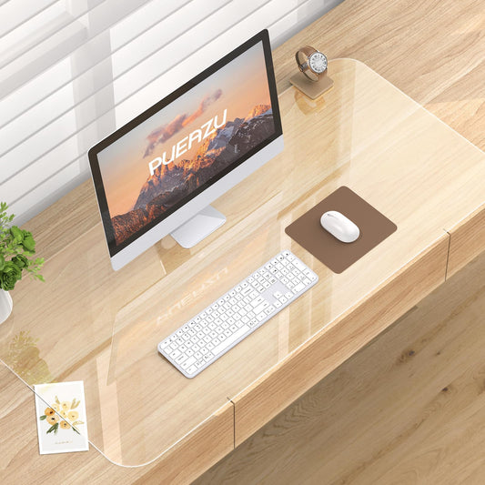 PUEAZU Desk Pad Transparent, 80x40x0.15cm Clear Large Desk Mat Transparent PVC Desk Pad Non-Slip Waterproof Table Mat Table Protector for Office Home