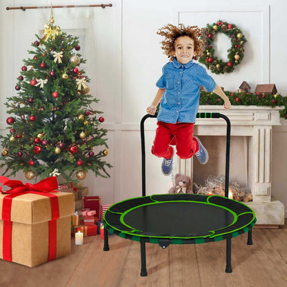 Trampoline Kids Indoor Outdoor Ø91cm, Mini Trampoline Jumping Fitness Trampoline Foldable Garden Trampoline with Handle and Safety Padding, Kids Trampoline for Boys Girls aged 3 years and up (Green)
