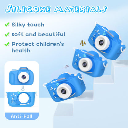 Kriogor Kids Camera, Digital Camera for Selfies and Videos with 16MP/Dual Lens/2" Screen/1080P HD/32G TF Card/9x Digital Zoom. Perfect birthday gift for kids.