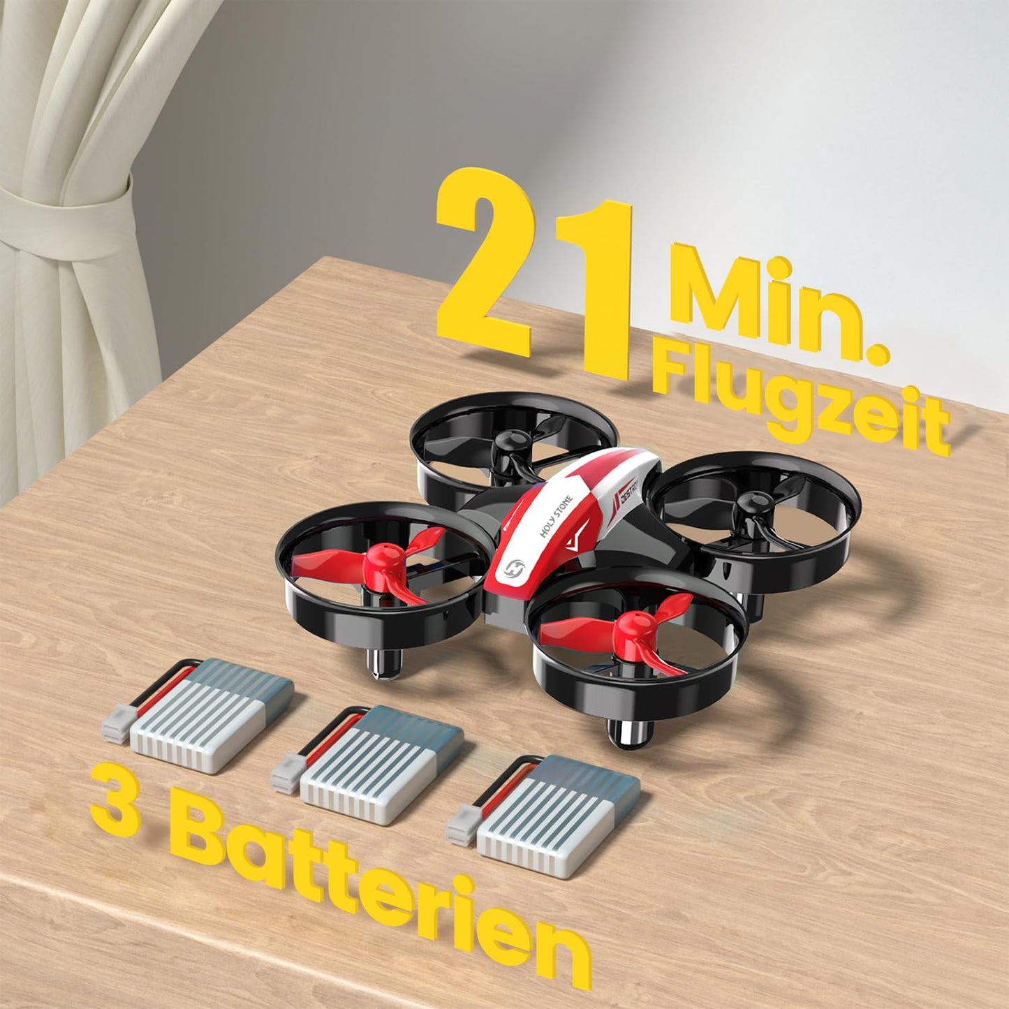 Holy Stone HS210 Mini Drone for Kids Beginners, RC Quadcopter with 3 Batteries Long Flight Time, Automatic Altitude Hold, 3D Flips, Headless Mode, One Key Start Gift Toy for Boys Girls Red, C0
