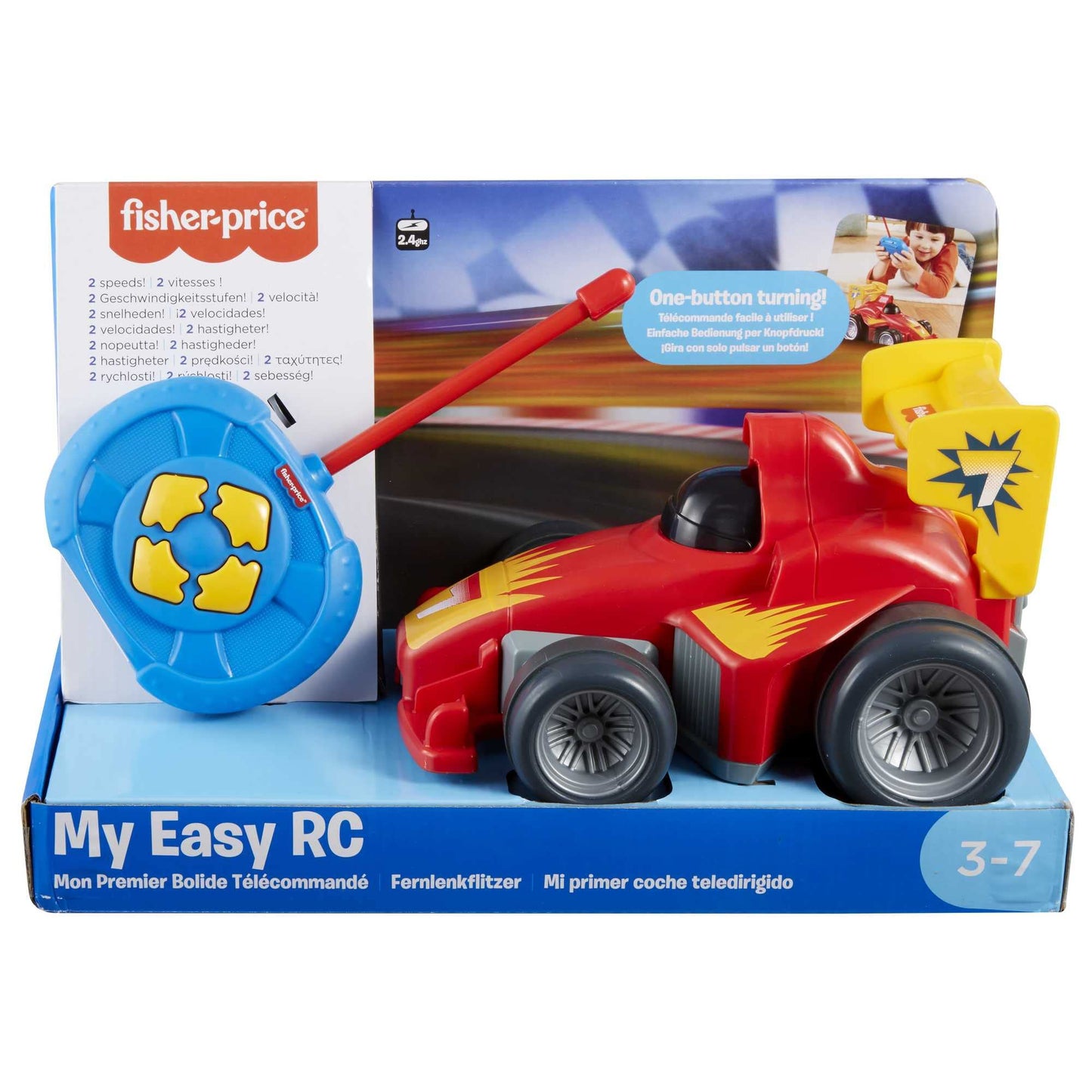 Fisher-Price Remote Control Car for Kids 3 Years and Up | My First Remote Control Car for Kids 3+ | Remote Controlled Racing Car | Gift, 3 Years; Boy, Girl | Kids' Toys 3+ Years, GVY94
