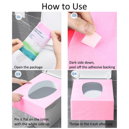 60 pieces Disposable Toilet Seat Covers, Disposable Toilet Seat Cover, Toilet Seat Cover for Kids and Adults Universal Potty Training Toilet Training, Individually Packaged (Pink)