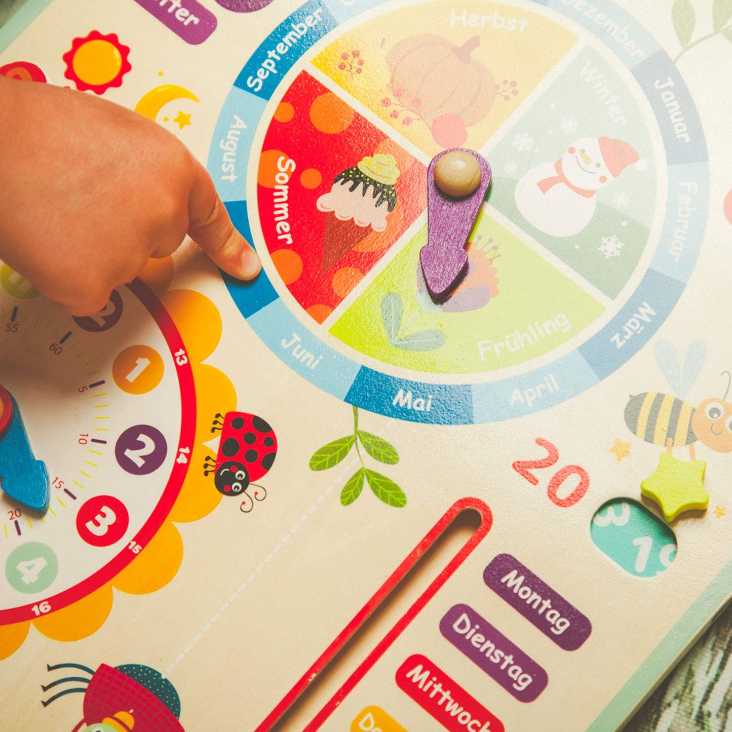 Tooky Toy Calendar Clock - Children's Learning Clock - Wooden Toy Educational Toy - Clock - Seasons - Wooden Weather