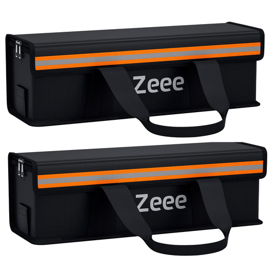 Zeee E-Bike Battery Bag Fireproof Explosion-Proof Bag Lipo Safe Bag for large batteries, large security box Easy storage & transport of batteries (2 pieces - 19.3 * 5.9 * 5.9 inches)