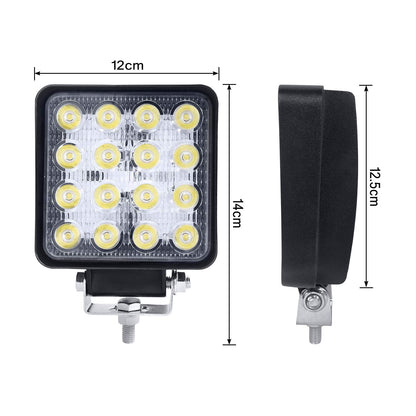12V LED work lights by Aufun with 48W off-road floodlights, 4320lm. IP67 waterproof headlights for tractor, SUV, UTV, ATV. Set of 4.