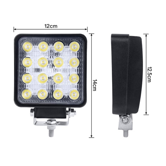 12V LED work lights by Aufun with 48W off-road floodlights, 4320lm. IP67 waterproof headlights for tractor, SUV, UTV, ATV. Set of 4.