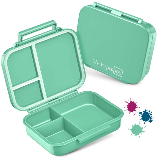 My Vesperbox - MINI BIA - Bento Box Kids - NEW MODEL - more compact and lightweight - Leak-proof & BPA Free - Lunchbox - Snackbox - for preschool and school (Turquoise)