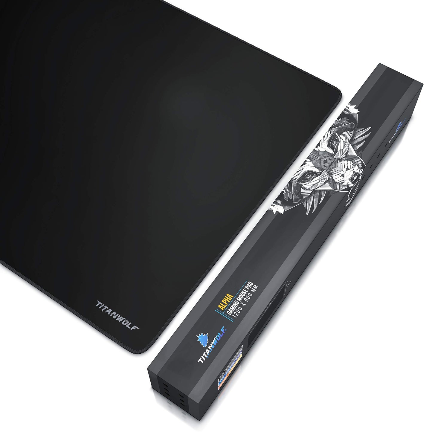 Titanwolf - Oversize Mousepad Gaming Titanwolf 1200x600mm XXXL Mousepad large with motif desk pad Large Size - improves precision and speed XXL e.g. for Logitech mouse and keyboard.