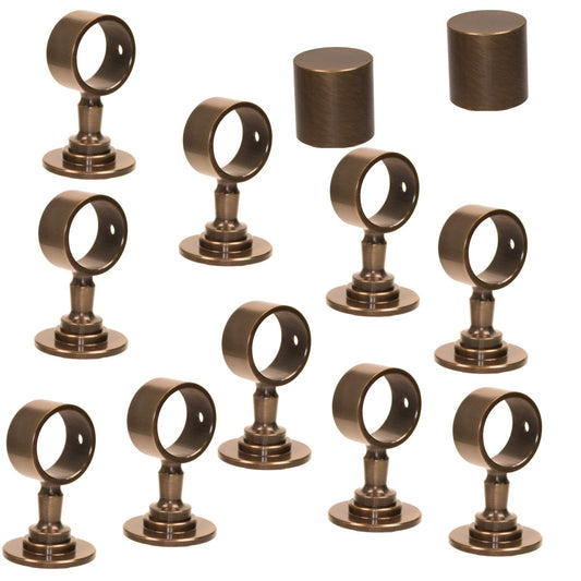 2 end caps and 10 rope holders "bronzed" for 30mm handrail rope.