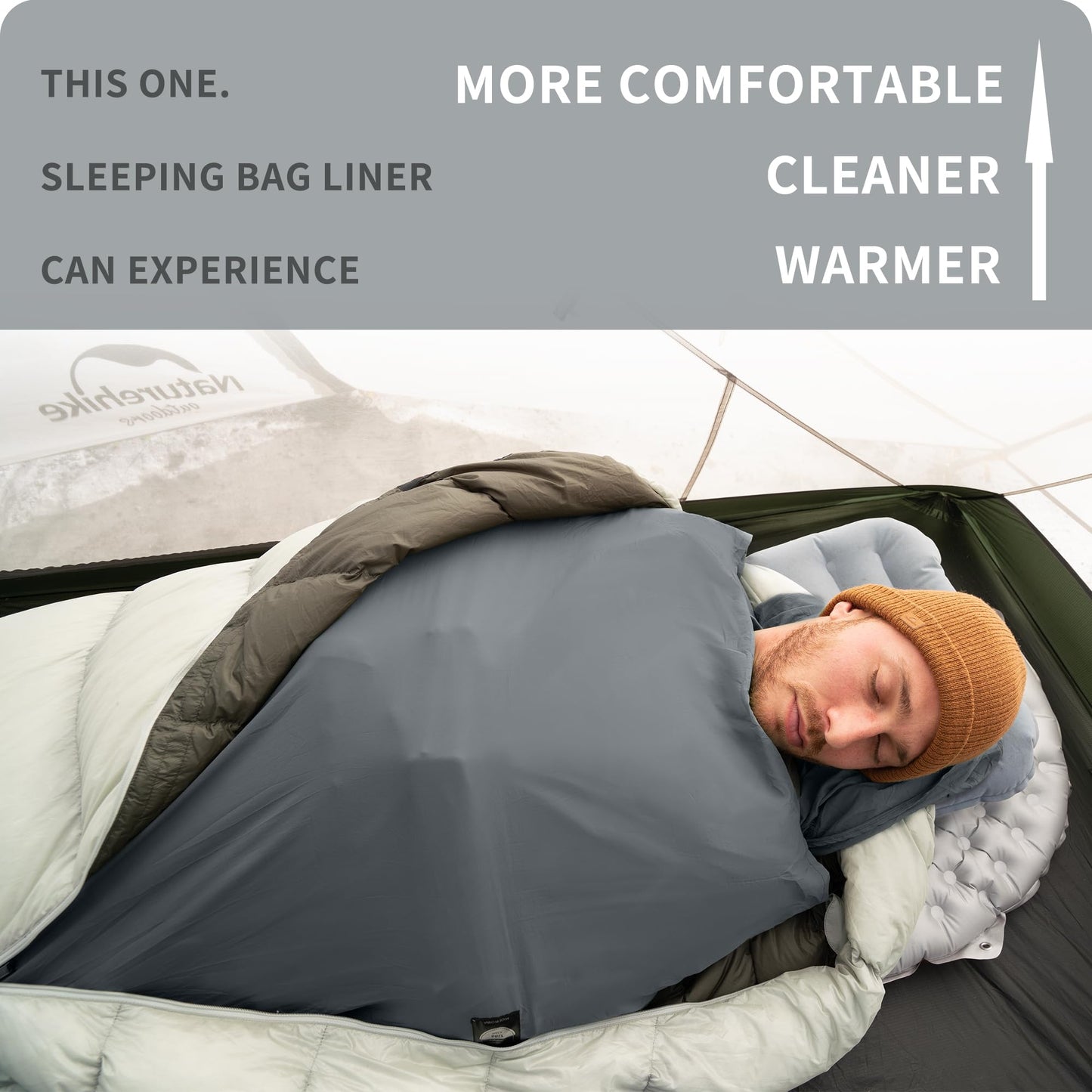 Naturehike ultralight hut sleeping bag liner only 128g travel blanket with small pack size inner sleeping bag for backpacking, hostels, cabin camping.