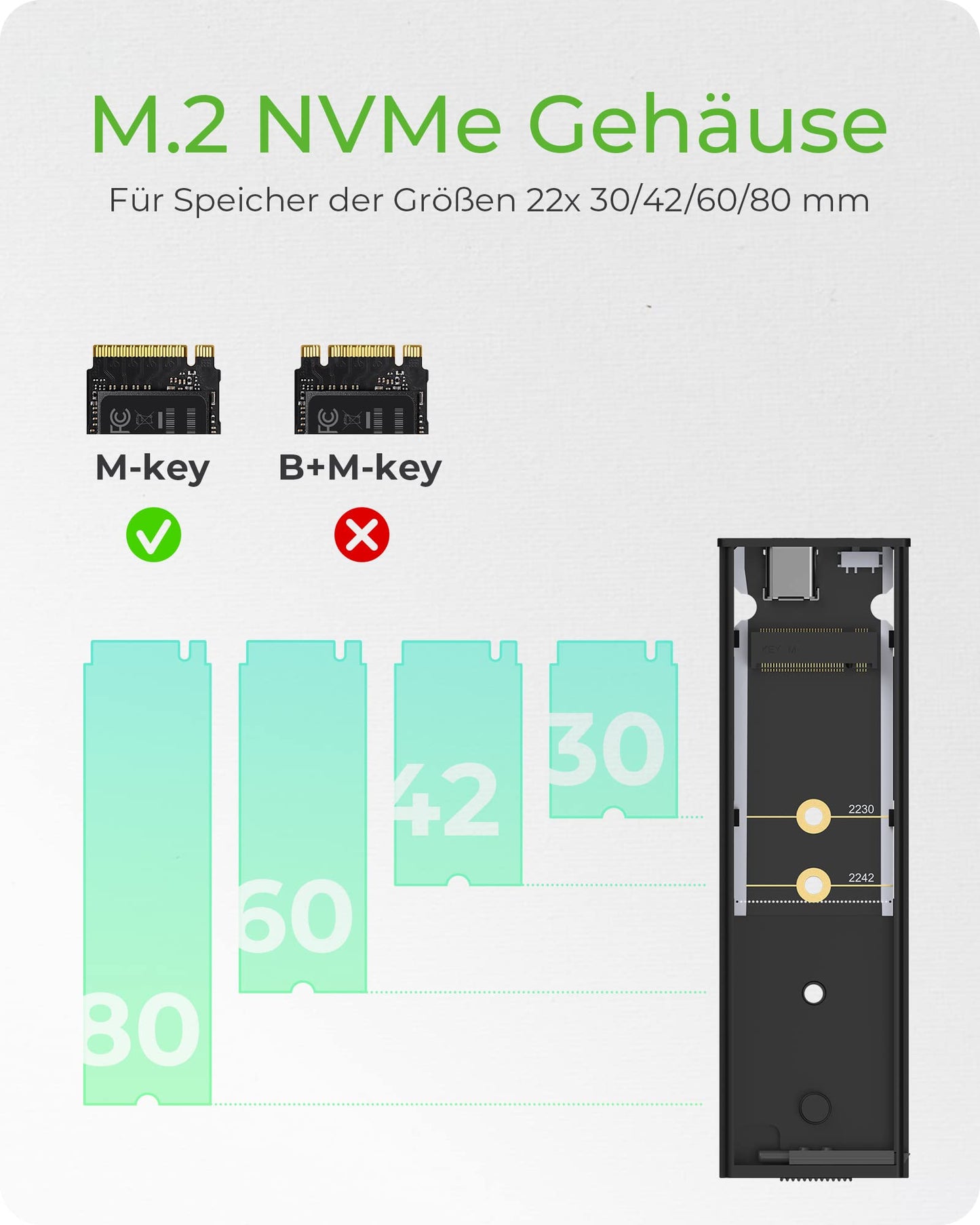ICY BOX M.2 SSD/NVMe enclosure, USB 3.2 (10 Gbps), tool-free, cooling system, USB-C, USB-A, PCIe, M-Key, external, NVMe adapter, aluminum, black, IB-1807MT-C31.