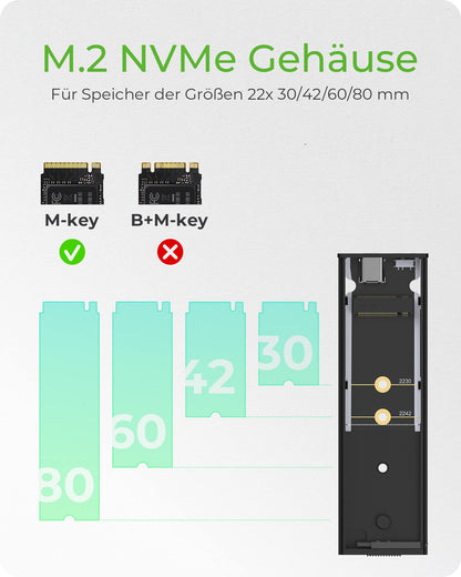 ICY BOX M.2 SSD/NVMe enclosure, USB 3.2 (10 Gbps), tool-free, cooling system, USB-C, USB-A, PCIe, M-Key, external, NVMe adapter, aluminum, black, IB-1807MT-C31.