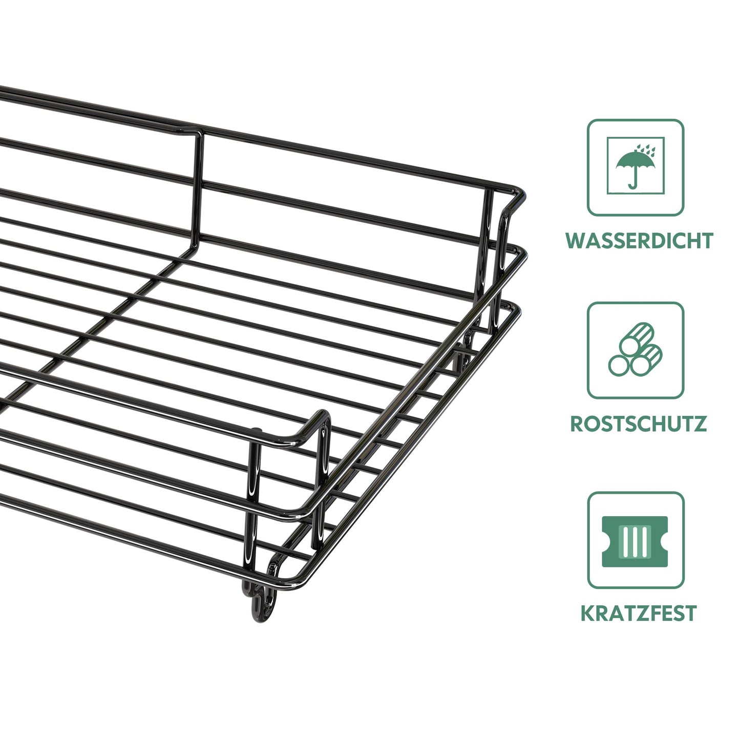MAJALiS Dish Drying Rack, 2-tier stainless steel dish drying rack with drip tray and drying mat, dish rack with utensil holder, dish dryer for kitchen counter, black.