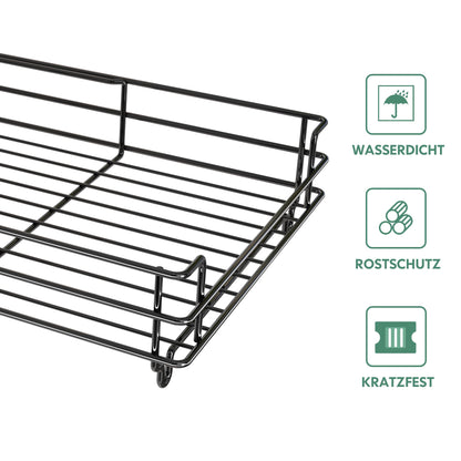 MAJALiS Dish Drying Rack, 2-tier stainless steel dish drying rack with drip tray and drying mat, dish rack with utensil holder, dish dryer for kitchen counter, black.
