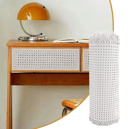 Viennese cane, PE rattan strapping, wide rattan weaving, waterproof honeycomb weaving, handmade rattan craft for DIY furniture decoration, chair weaving, furniture weaving (60 x 150cm, white)