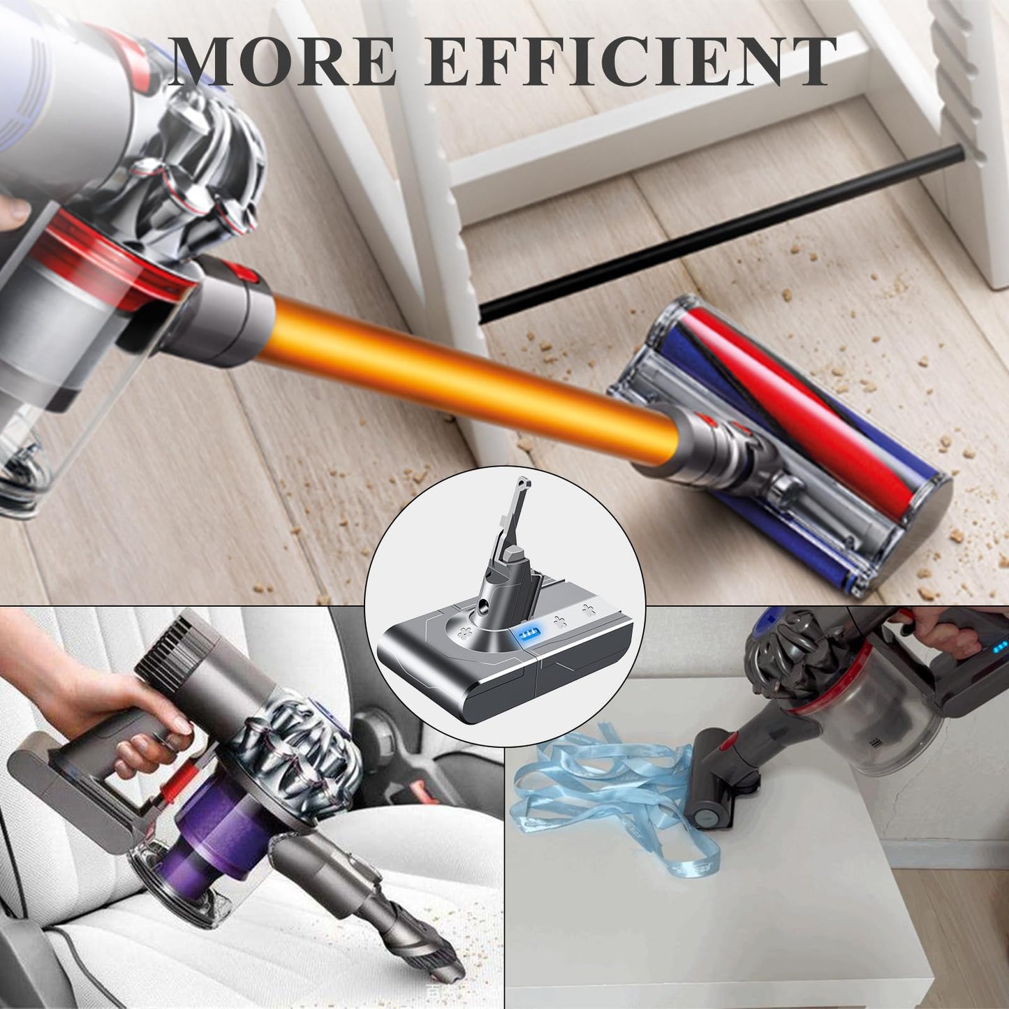 DTK Replacement Battery for Dyson V8 Vacuum SV10 Absolute Animal Fluffy Motorhead Slim Fluffy Total Clean Extra Cord-Free Handheld Vacuum Cleaner 4000mAh 21.6V