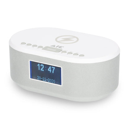 AIC radio alarm clock DAB with charging function Bluetooth QI function USB dual alarm 18DAB white
