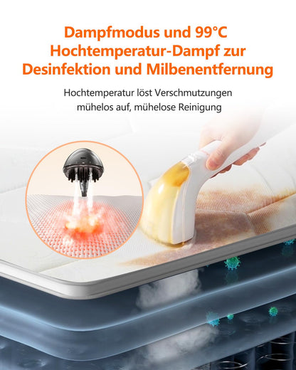 Uwant B200, upholstery cleaner device, 1900W | Steam cleans, scrubs, and sucks | For carpets, sofas, curtains, clothing | 74dB, 12000Pa
