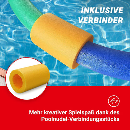 Conipa® - 1 piece Swim noodle (160 x 7 cm) for kids & adults INCL. 1 x hole connector (foam) - Pool noodle set for ages 3-10 (Made in Europe) - Pool water noodle (1 x blue + 1 x connector)