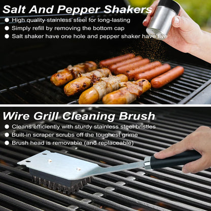 POLIGO 21PCS BBQ Accessories Kit with Grill Mat - Stainless Steel BBQ Tools in Case Gifts for Men - Ideal BBQ Set Gift for Men and Women