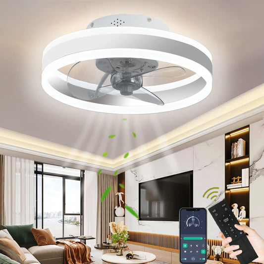 Wildcat ceiling fan with lighting, LED ceiling light with fan 48W ceiling lamp, 3 color temperatures (3000-6500K) & 6 fan speeds, Quiet ceiling fan light...