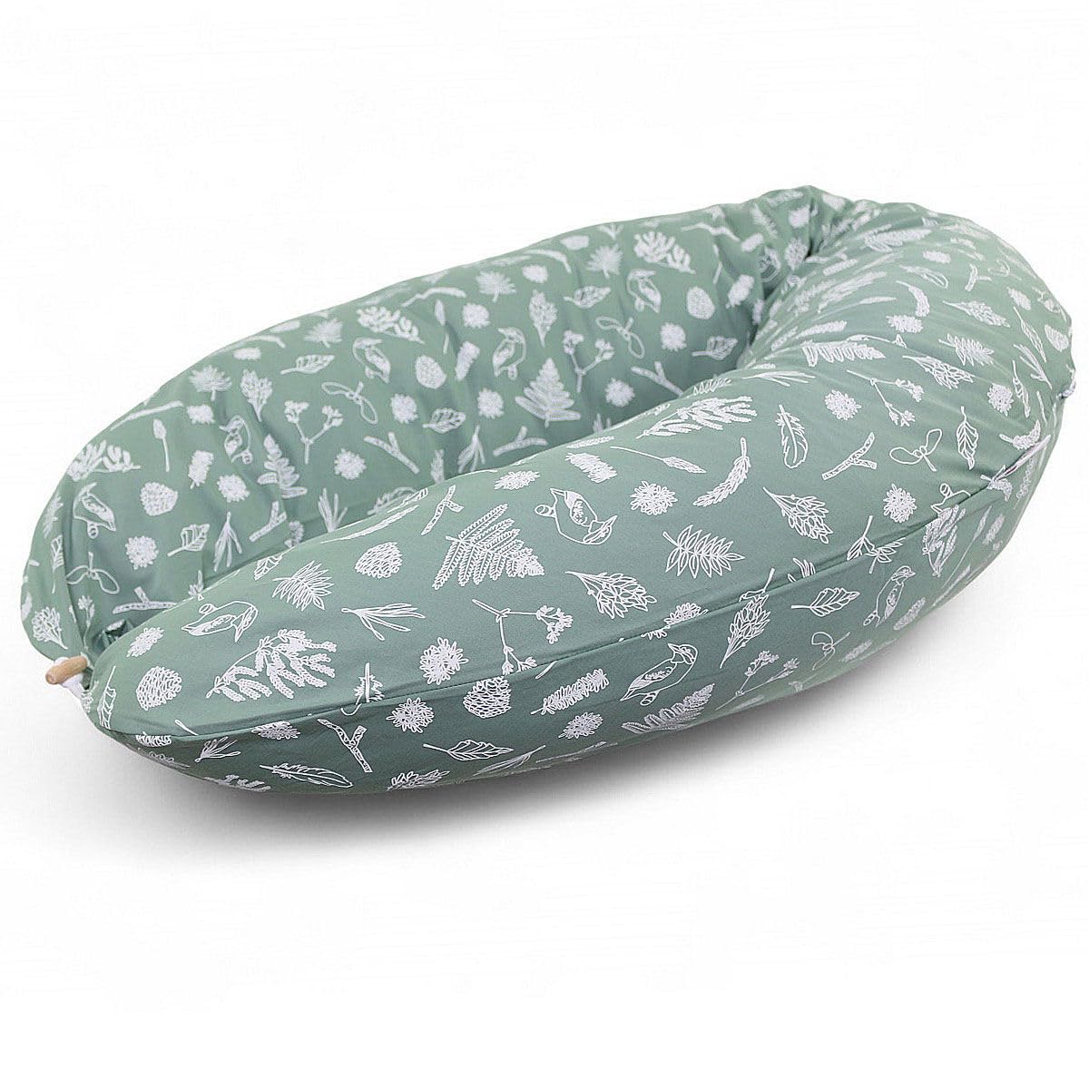 HOBEA-Germany nursing pillow 190 cm x 76 cm XXL support pillow pregnancy pillow for baby and adults side sleeper pillow nursing pillow with cover made of organic cotton (forest)