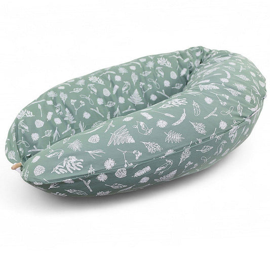 HOBEA-Germany nursing pillow 190 cm x 76 cm XXL support pillow pregnancy pillow for baby and adults side sleeper pillow nursing pillow with cover made of organic cotton (forest)