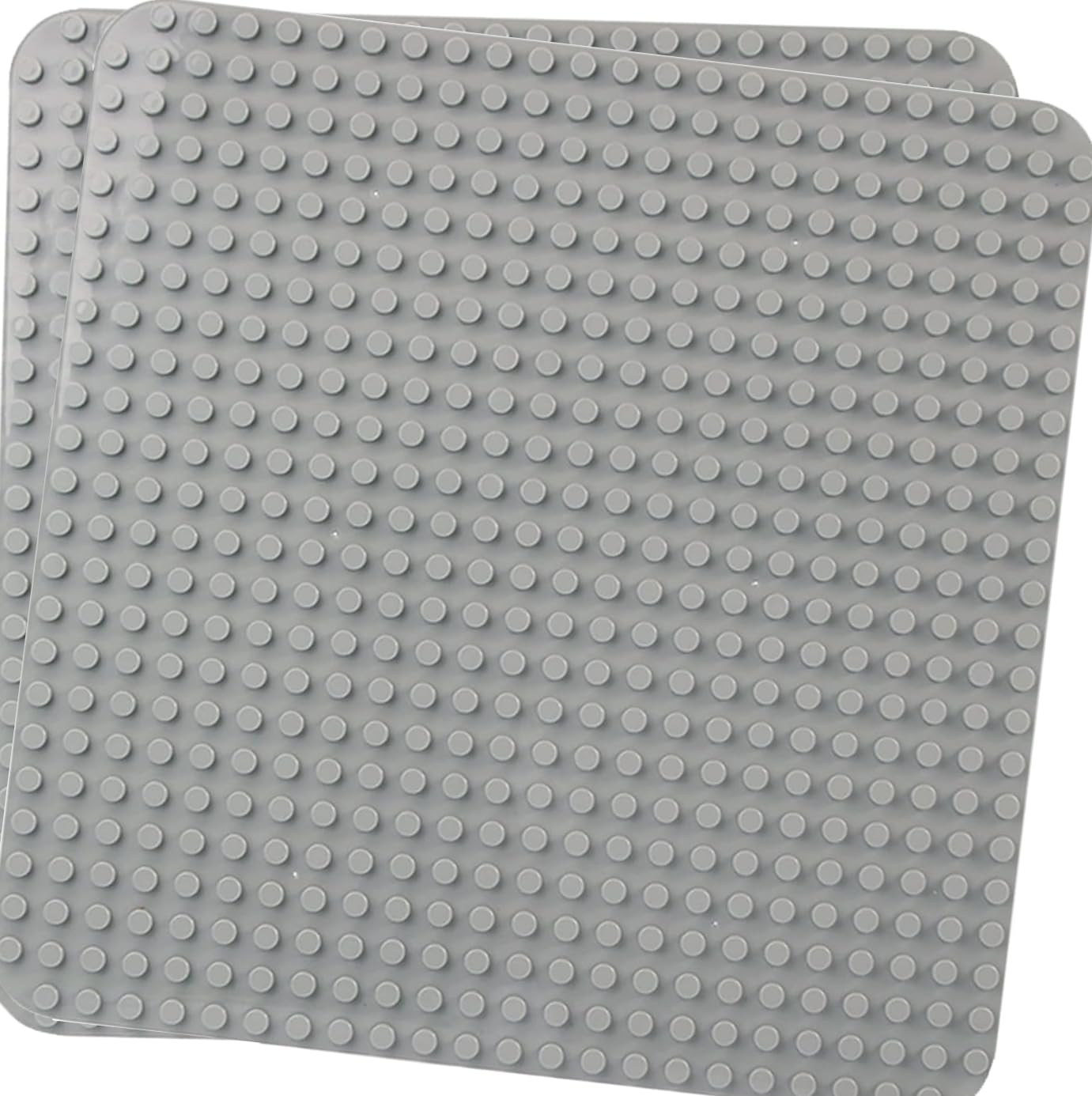 Large building plate compatible with all leading brands. Classic baseplate for large building sets. 38*38cm plate set for creative preschool toys. 2PCS Gray.