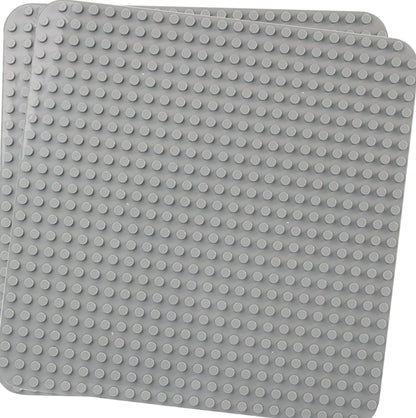 Large building plate compatible with all leading brands. Classic baseplate for large building sets. 38*38cm plate set for creative preschool toys. 2PCS Gray.