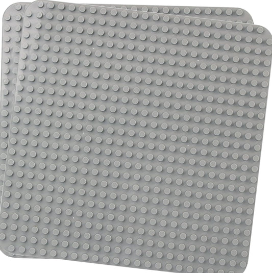 Large building plate compatible with all leading brands. Classic baseplate for large building sets. 38*38cm plate set for creative preschool toys. 2PCS Gray.