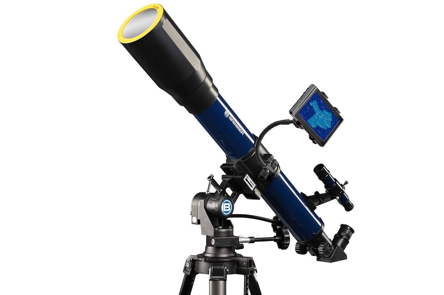 Bresser Telescope SKYLUX Lens Telescope 70/700mm with Smartphone Holder and Sun Filter, navy blue, 9618760LC1000