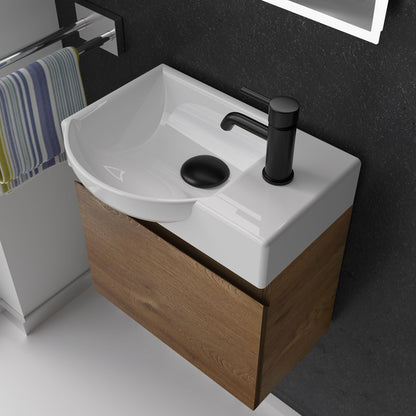 Alpenberger washbasin with cabinet | guest toilet sink small 45 cm wide | countertop sink with sink cabinet | bathroom wall cabinet | washbasin cabinet oak