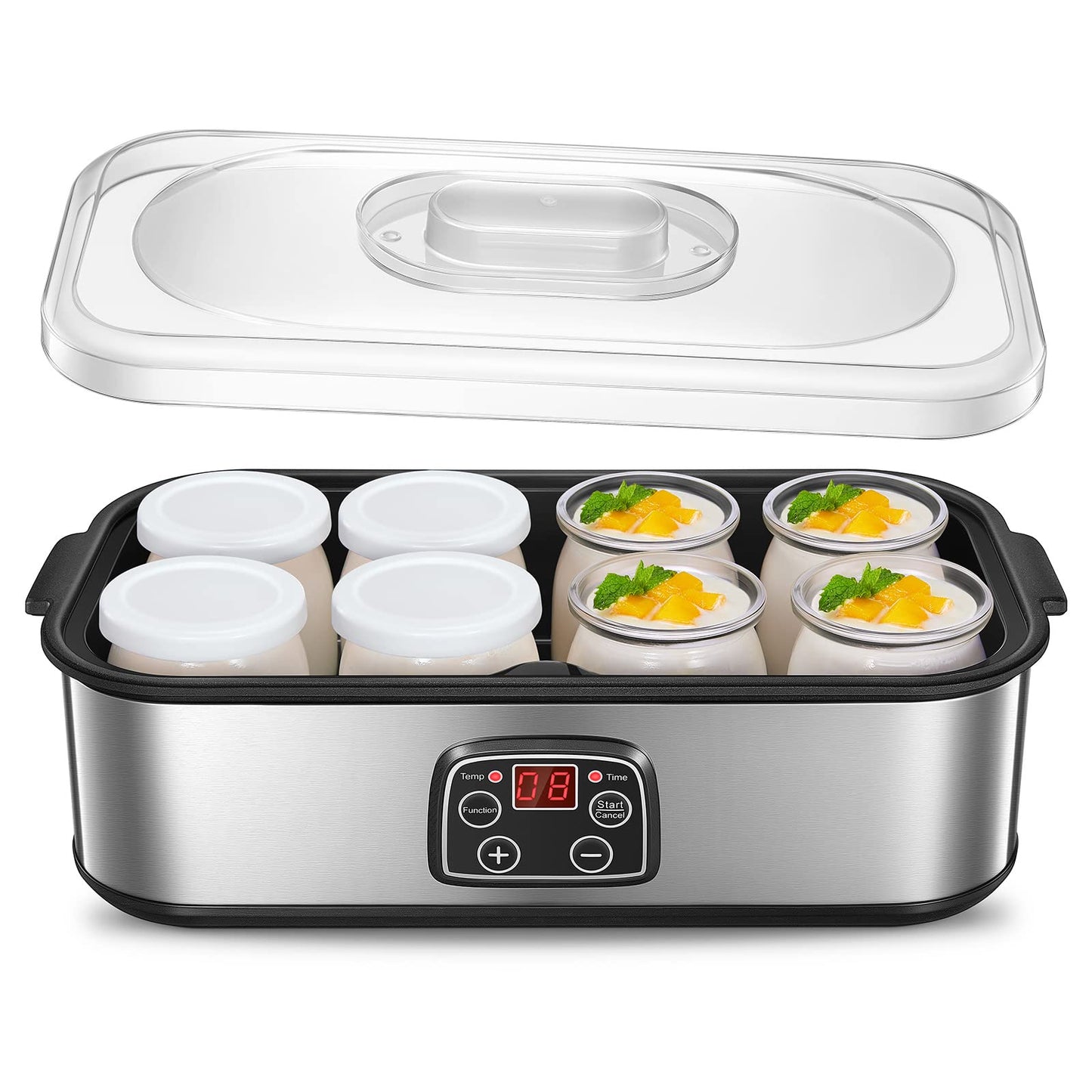 Yogurt maker, Greek yogurt machine with 8 jars/lids, One-touch display: Perfect for organic, sweetened, flavored, plain, or sugar-free options for babies, kids, and parfaits.