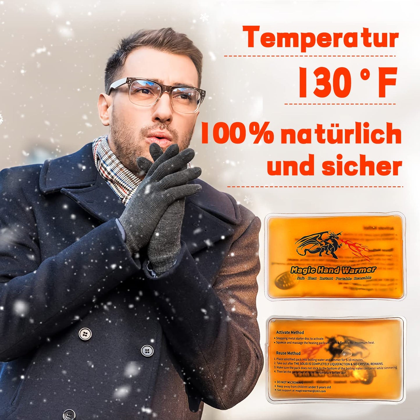 QiLiTd 8 Pack Magic Hand Warmers, Snap-Heat Packs, Reusable Pocket Hand Warmers for outdoor, indoor, work, studying, camping, warm gifts for adults or kids.