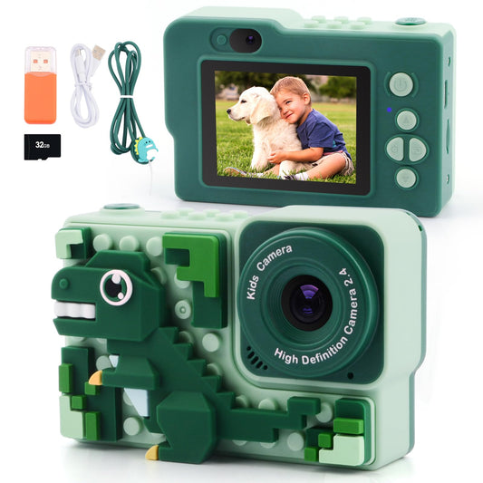 Children's camera, camera for kids, back to school birthday gifts for boys 3 4 5 6 8 7 9 10 11 12 years old, 32GB 1080P HD digital camera, boys' camera, camera dinosaur kids toy.
