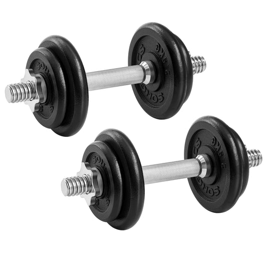 SONGMICS Dumbbells, Dumbbell Set made of cast iron, Dumbbells, 2 x 10 kg, adjustable, Workout, Fitness training, Weight lifting for home, gym, ink black SYL20T