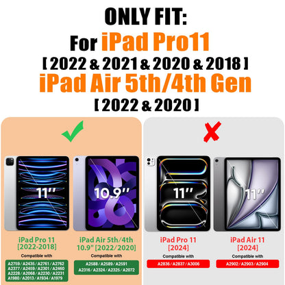 SEYMAC stock case for iPad Air 5th/4th generation 10.9 inch, shockproof protective cover with pencil holder, screen protector, 360° rotatable stand/hand strap, shoulder strap, black.