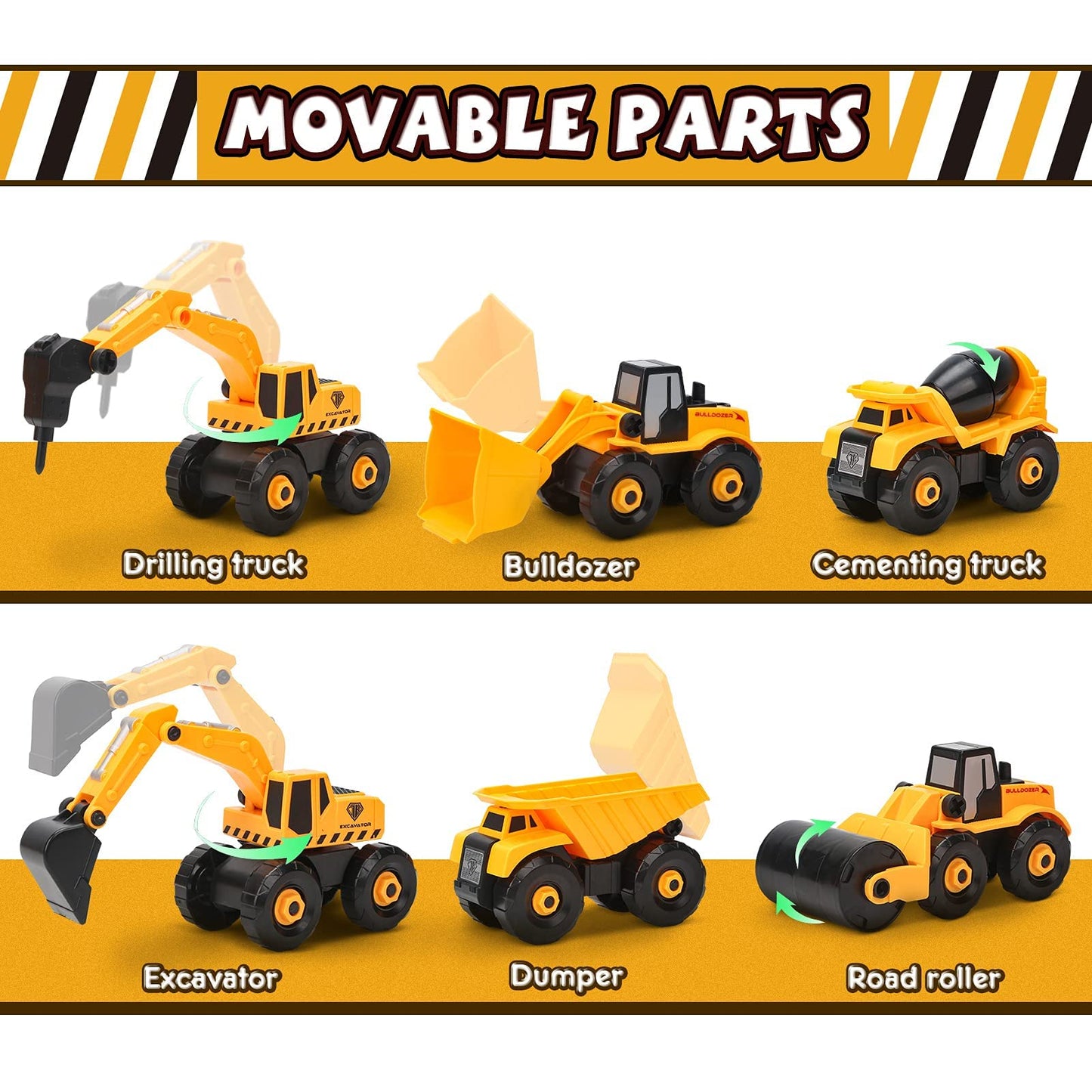 Dreamon Excavator Kids Toy, Construction Vehicles Kids with Electric Drill, Tractor, Sandbox Excavator Boys 3 4 5 6 7 Years