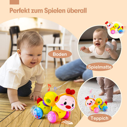 CubicFun Musical Baby Toy Caterpillar for 6-8-9-12 months, crawling toy with light & sound, interactive crawling caterpillar baby toy for 6 8 9 12 months, tummy time toys for boys girls