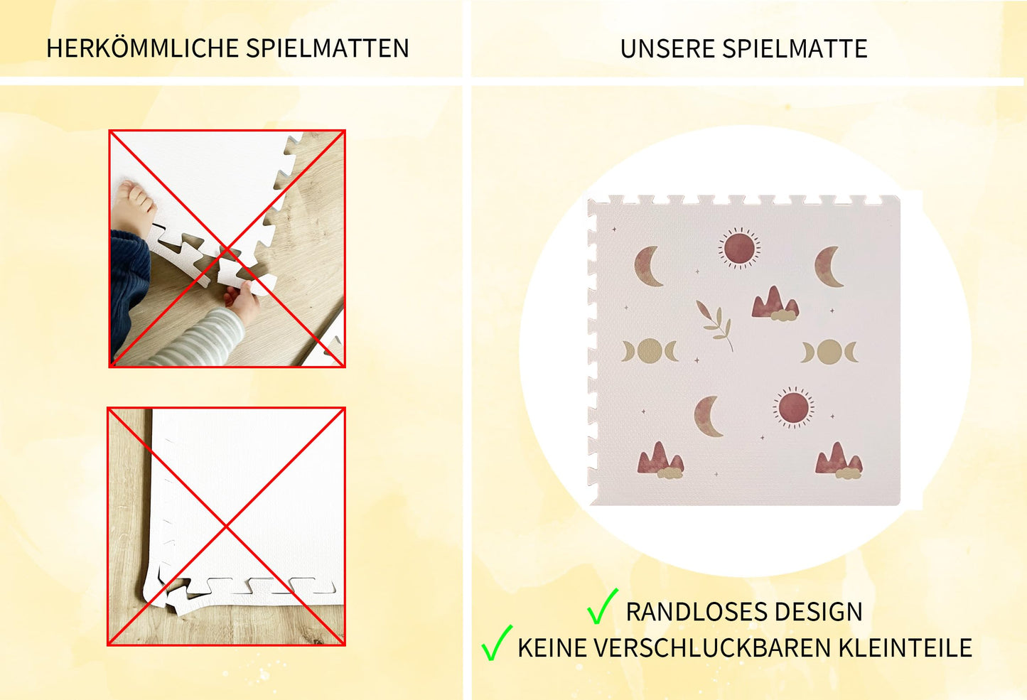 LITTLE LEMON - Stylish Play Mat Moon | Extra Large Puzzle Mat 180x120 cm | XL Pieces 62 cm | BPA and Toxin-Free Baby Crawling Mat