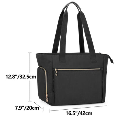 CURMIO Teacher Work Bag for Women, Portable Teacher Tote with Padded Sleeve, Briefcase with Compartments for Laptop, School Supplies, Teacher Supplies, Empty Bag, Black
