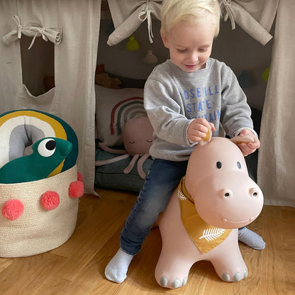 Childhood Hopper for kids, subtle and modern colors, loving details and high-quality, includes air pump, Hippo